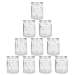 Storage Bottles 10 Pcs Glass Jars Heart Pudding Bottle Container Baking Jelly Cup Dessert Empty Containers