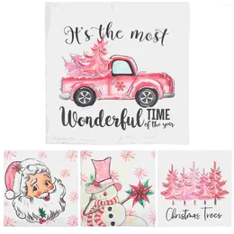 Pillow 4 Pcs Winter Pillowcase Pink Decor Cover/Pillow Xmas Covers Polyester Christmas