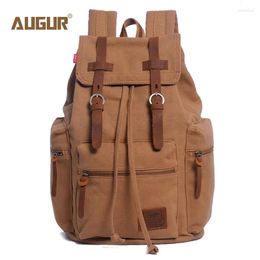 Backpack AUGUR Fashion Men's Vintage Canvas School Bag Travel S Large Capacity Laptop Retro