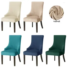 Chair Covers Velvet Dining Cover Washable Elastic Armchair Soild Colour High Back Sloping Armchairs Slipcover Home Kitchen Decor