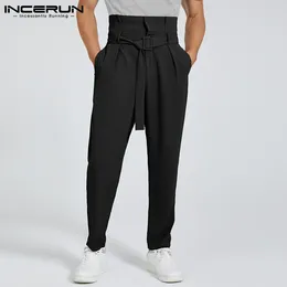 Men's Pants Fashion All-match Men Pantalons Solid Well Fitting Trousers Casual Street Lace-up Pocket Cargo Long S-5XL INCERUN 2024