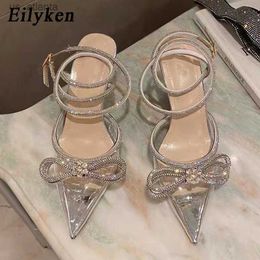 Dress Shoes Newest Pointed Toe Ankle Strap Pumps Women Sandals Elegant Design Crystal Butterfly-knot Party Prom High Heels H2404030UBH