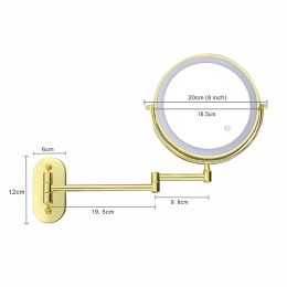 8 inch Makeup Mirror Matte Gold 3x/5x/7x/10x Magnifying Double Side USB Charging Bathroom 3 Colour light Cosmetic Mirrors