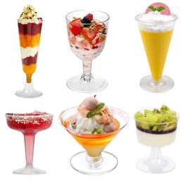 Disposable Cups Straws 10pcs Dessert For Party Birthday Clear Wine Cup Cocktail Champagne Mousse Ice Cream Pudding Supplies