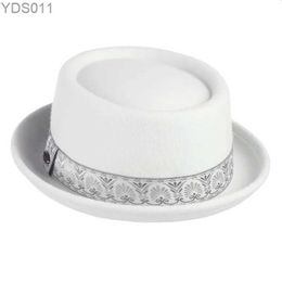 Wide Brim Hats Bucket GEMVIE 100% wool mens pigskin hat suitable for dad Uniex white black top ladies gentlemen bowler Fedora yq240403