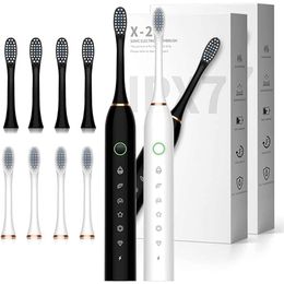 2 Pack Sonic Electric Toothbrush with 8 Brush Heads - IPX7 Waterproof, 6 Modes, 42000vpm, Smart Timers - Rechargeable Toothbrush for Adults