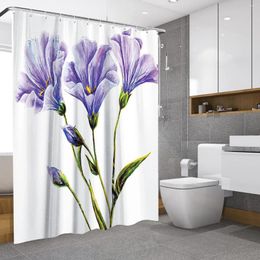 Shower Curtains Beautiful Flower Tulip Sunflower Bathroom Curtain Fabric Waterproof Polyester With Hooks