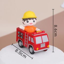 New Fire Hero Theme Cake Topper Fire Truck for Father's Kids Years Old Birthday Cake Decorations Firefighter Ornaments Cute Gift