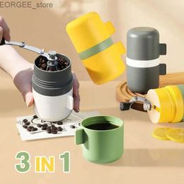 Coffee Makers 3-in-1 manual coffee grinder outdoor portable manual grinder adjustable professional coffee bean grinder with filter 2 cups 2023 Y240403