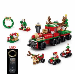 Christmas Gifts Christmas Elk Reindeer Deer Snow Gingerbread House LED Building Blocks Toys for Children Kids Gifts Xmas Toy