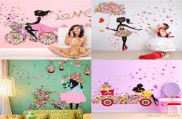 DIY Beautiful Girl home decor wall sticker flower fairy wall sticker decals Personality butterfly cartoon wall mural for kid0398031624