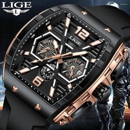 Wristwatches Relogios Masculino LIGE Business Black Watch For Men Waterproof Quartz Mens Watches Top Creative Silcone