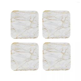 Table Mats White And Gold Marble Coasters Kitchen Placemats Waterproof Insulation Cup Coffee For Decor Home Tableware Pads Set Of 4