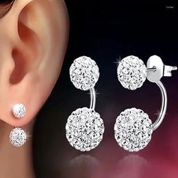 Stud Earrings Promotion Shambhala Double Ball Design 925 Sterling Silver Colour Ladies' For Women Jewellery Birthday Gift Oorbellen
