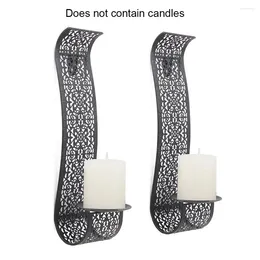 Candle Holders 2pcs Wall Mounted Metal Holder Bathroom Living Room S Shaped Dinner Black Iron Candlestick Home Decor Stand