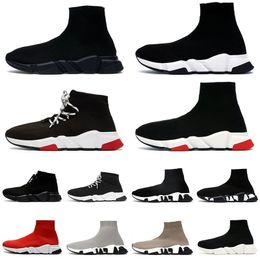 free shipping designer socks for men women sock shoes Graffiti all White Black Red Beige Clear Sole Lace-up Neon socks speed runner trainers platform outdoor sneakers