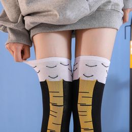 Funny Chicken Paws Feet Socks Women Long Socks Leg Warmers Cute 3D Print Chicken Foot Over Knee Socks Stockings Personality