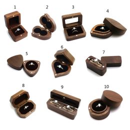 Unique Engagement Ring Box for Proposal Slim Pocket Size Wooden Ring Box for Men Women