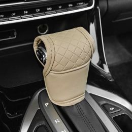 PU Leather Car Automatic Gear Shift Handle Cover Non-Slip Wear-resistant Shift Knob Decor Protective Covers Interior Accessories