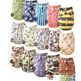 Cloth Diapers New Prined Breathable Fabric Elastic Waist Infant Diaper Reusuable Nappy One Pockert Nappies Without Inserts 5 Pcs811729 Otm9S