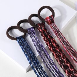Girls Colorful Wigs Ponytail Headbands Rubber Bands Gradient Elastic Hair Band Ponytail Wig Headband Girls Hair Accessories