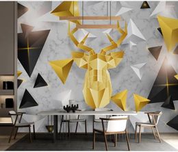 Wallpapers Modern Living Room Minimalist 3d Polygonal Polygon Stereo TV Background Wall Painting