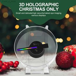 Novelty Lighting LED Display 3D Hologram Projector Fan Desktop Remote Control Advertising Lights With Audio Playback Transparent Cover Holographic YQ240403