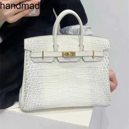 Genuine Leather Bk Designer Handbag Crocodile Bag Leather Womens 2024 Fashion Cowhide Big Commuter Versatile Portable