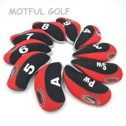 Clubs Neoprene Golf Iron Headcover irons set two tones Head Cover with window 10pcs/pack Red black Colour numbers printed