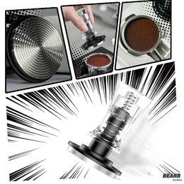 BEARR Coffee Double Spring Coffee Powder Acrylic Handle Constant Pressure Spring Coffee Tamper 51/53/54/58MM Barista Tool 240327