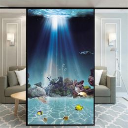 Window Stickers Beautiful Sea Privacy Film Static Cling No Glue Decorative Treatments Coverings Glass Sticker For Home