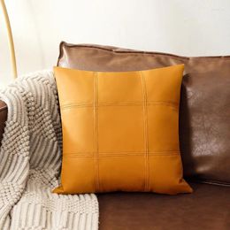 Pillow PU Leather Sofa Cover Waist Pillowcase Decorative Case Both Sides