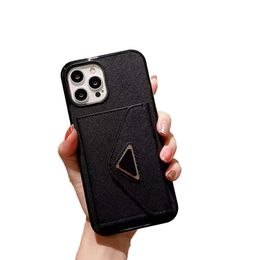 Insert Card Pouch Phone Case For Iphone 12 13 Mini 12Pro 14 11 Pro Xr X Xs Max Metal Triangle Logo For Apple 6S 7 8 Plus Cover