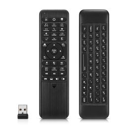 Pepper Jobs W10 GYRO Air TV Remote,QWERTY Keyboard Fly Mouse for Win 11/10, LED Backlit Keyboard Mini PC Controller