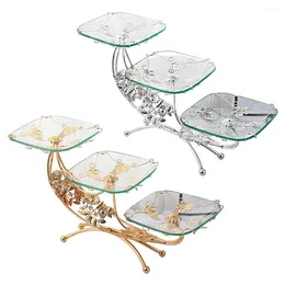 Plates 3 Layer Classic Glass Fruit Plate Dessert Pastry Makeup Storage Serving Tray