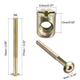 Uxcell 4set Furniture Bolt Nut Set M6x70/75/80/85/90/100mm M6 Hex Socket Screw with Barrel Nuts Phillips-Slotted Zinc Plated New