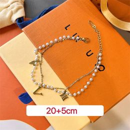 Pearl Anklets New Designer Letter Chain Anklets Spring High Quality Womens Jewelry Accessories For Female Couples Design Gift Anklets