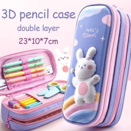 Cases 2layers Pencil Case 3d Eva Kawaii Cartoon Large Capacity Waterproof Cover School Pencil Bag School Supplies Stationery Gift Box