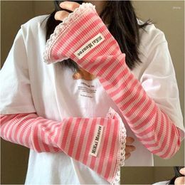 Elbow Knee Pads Women Sunsn Ice Silk Uv Protection Half Finger Arm Er Sleeves Long Gloves Outdoor Breathable Summer Driving Drop Deliv Otafp