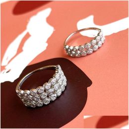 Cluster Rings Bohemian 925 Sterling Sier Mtilayer Designer Ring For Woman Size 5-9 With Box 5A Cubic Zirconia Luxury Fashion Party V Dh6I1