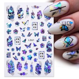 3D Nail Sticker Butterfly Flower Leaf Self Adhesive Transfer Letter Line Slider Nail Art Decals Accessories Manicure