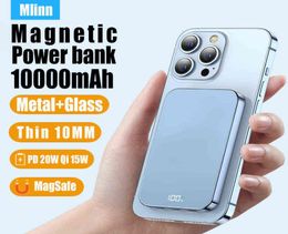 Cell Phone Power Banks 10000mAh for iPhone 13 12 Magnetic Power Bank Glass Metal PD 20W Wireless Fast Charge 15W Safe Portable Ext9019601