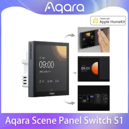 Control Aqara Smart Scene panel S1 3.95 inch Touch Screen Homekit Voice Light Control AI Gesture Recognition For HomeKit Aqara App