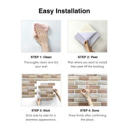 3D Wall Sticker Self-adhesive Faux Brick Wall Panel Peel and Stick Tile Backsplash for Kitchen Bedroom Waterproof Tile Sticker