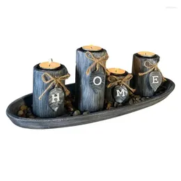 Candle Holders Wood Rustic Vintage Wooden Home Sign Tealight Holder Decorative Candlestick Stand For Wedding Party Dining