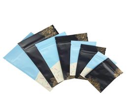 Assorted Size Foil Mylar Double Sided Matte BlackBlue With Printing Flat Zip Lock Pouch Bag With Tear Notch5937951