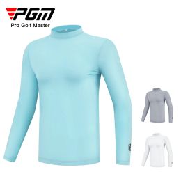 Shirts PGM Men's Sun Protection Golf Shirt Underwear Long Sleeve Cooling Ice Silk Tshirts AntiUV Soft Apparel For Men YF202