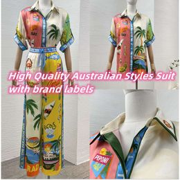 New Fashion Designer Suit Floral Printed Tw-pieces Suit Spring Summer Latest High Quality Sets Ladies Shorts Sleeve Blouse Shorts Pants Suits FZ2404032