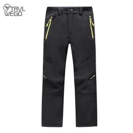 Pants Trvlwego Trekking Pants Autumn Hiking Sports Boy Girl Night Glow Waterproof Breathable Soft Shell Thick Camping Trousers