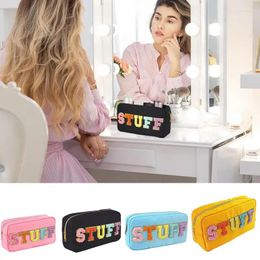 Storage Bags Letter Makeup Bag Portable Alphabet Cosmetic Pouch Organizer Waterproof Medium Pink Stony Clover Beg For Women Girl